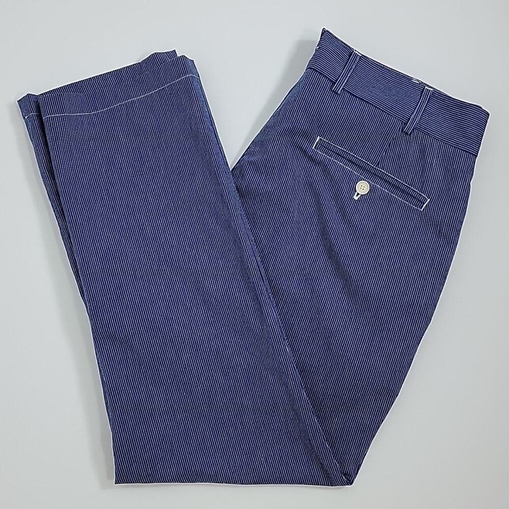 Max 'N Chester Jeffery B Indigo Fineline Blue Pinstripe Pants 36 RUNS SMALL